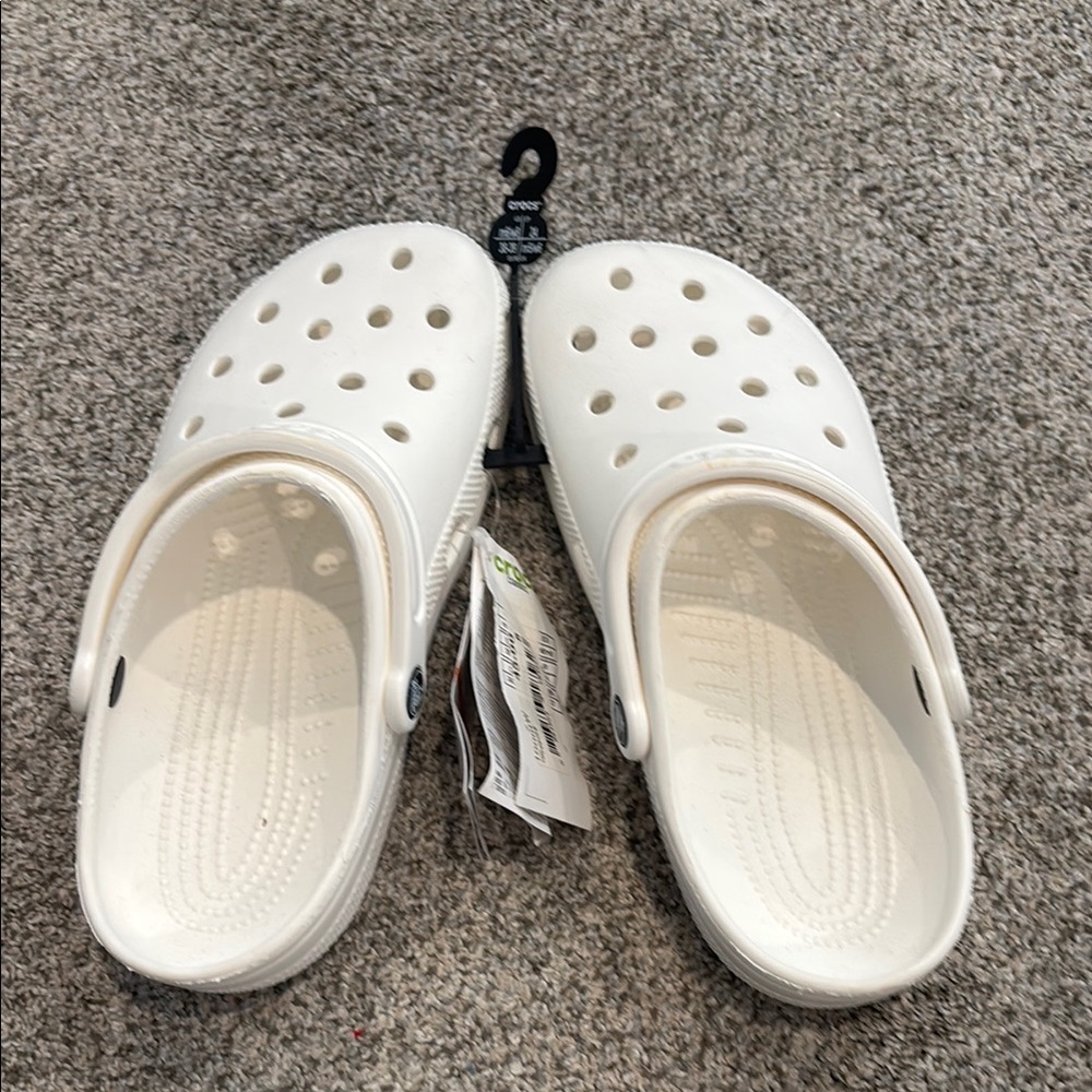 CROCS White Sandals with Perforated Design and Heel Strap